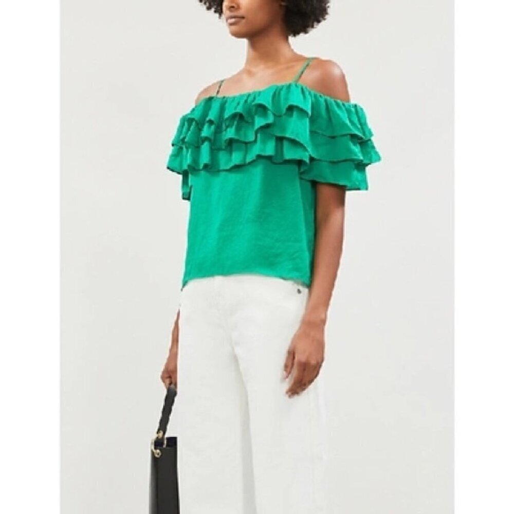 MAJE Lovant ruffle tiered woven top small